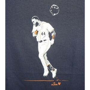 BreakingT Men's Hank Aaron #44 Short Sleeve Crew Neck Cotton T-Shirt Navy Small